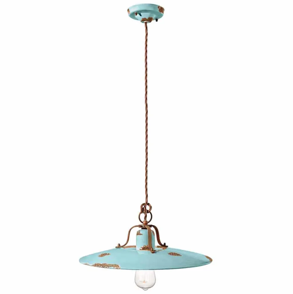 Lampada a sospensione in ceramica e metallo country Emily Ferroluce