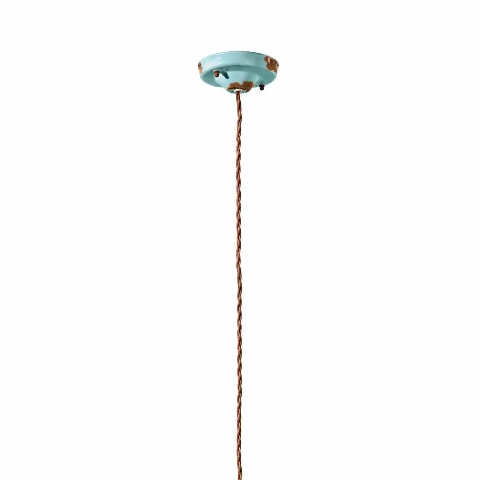 Lampada a sospensione in ceramica e metallo country Emily Ferroluce