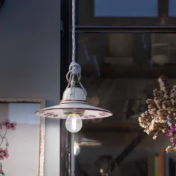 Lampada a Sospensione in Ceramica Dipinta a Mano e Ferro Design - Asti