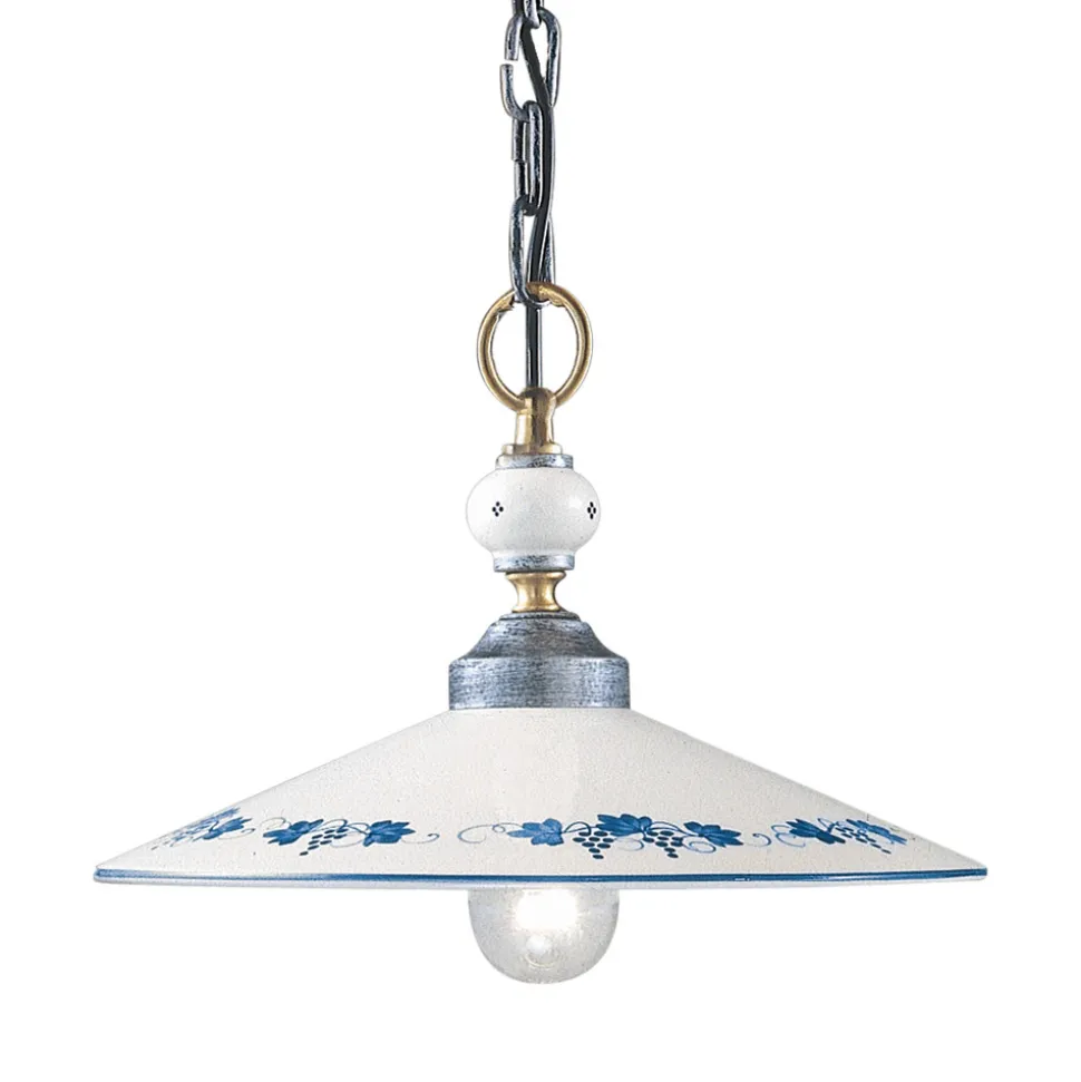 Lampada a Sospensione in Ceramica Fatta a Mano e Ferro Vintage - Asti