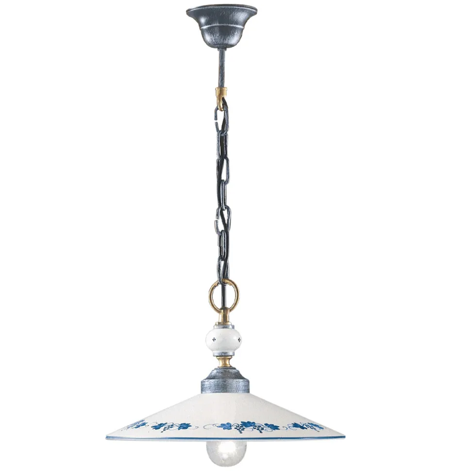 Lampada a Sospensione in Ceramica Fatta a Mano e Ferro Vintage - Asti