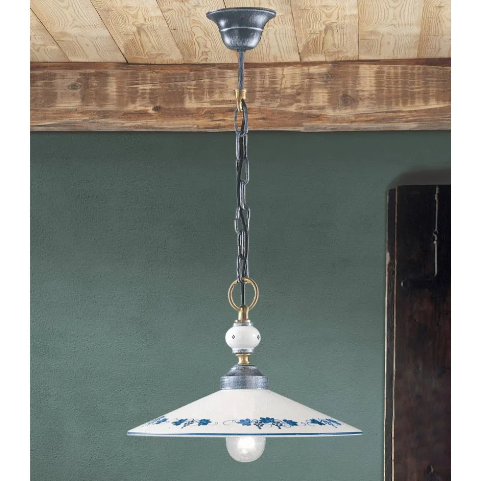 Lampada a Sospensione in Ceramica Fatta a Mano e Ferro Vintage - Asti
