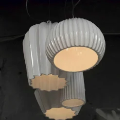 Lampada a Sospensione in Ceramica Bianca Lucida Design in 4 Forme - Oasi