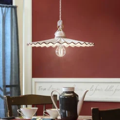 Lampada a sospensione in ceramica con decoro Ferroluce L'Aquila