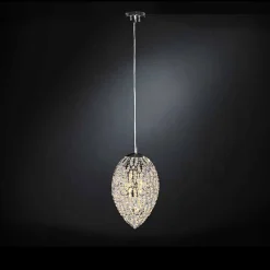 Lampada a sospensione in cristallo e acciaio a forma di uovo Egg
