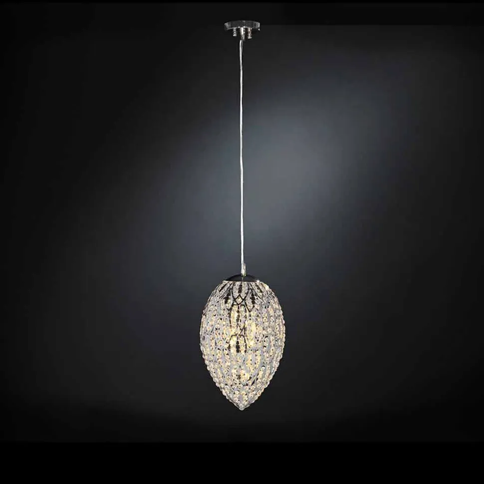 Lampada a sospensione in cristallo e acciaio a forma di uovo Egg