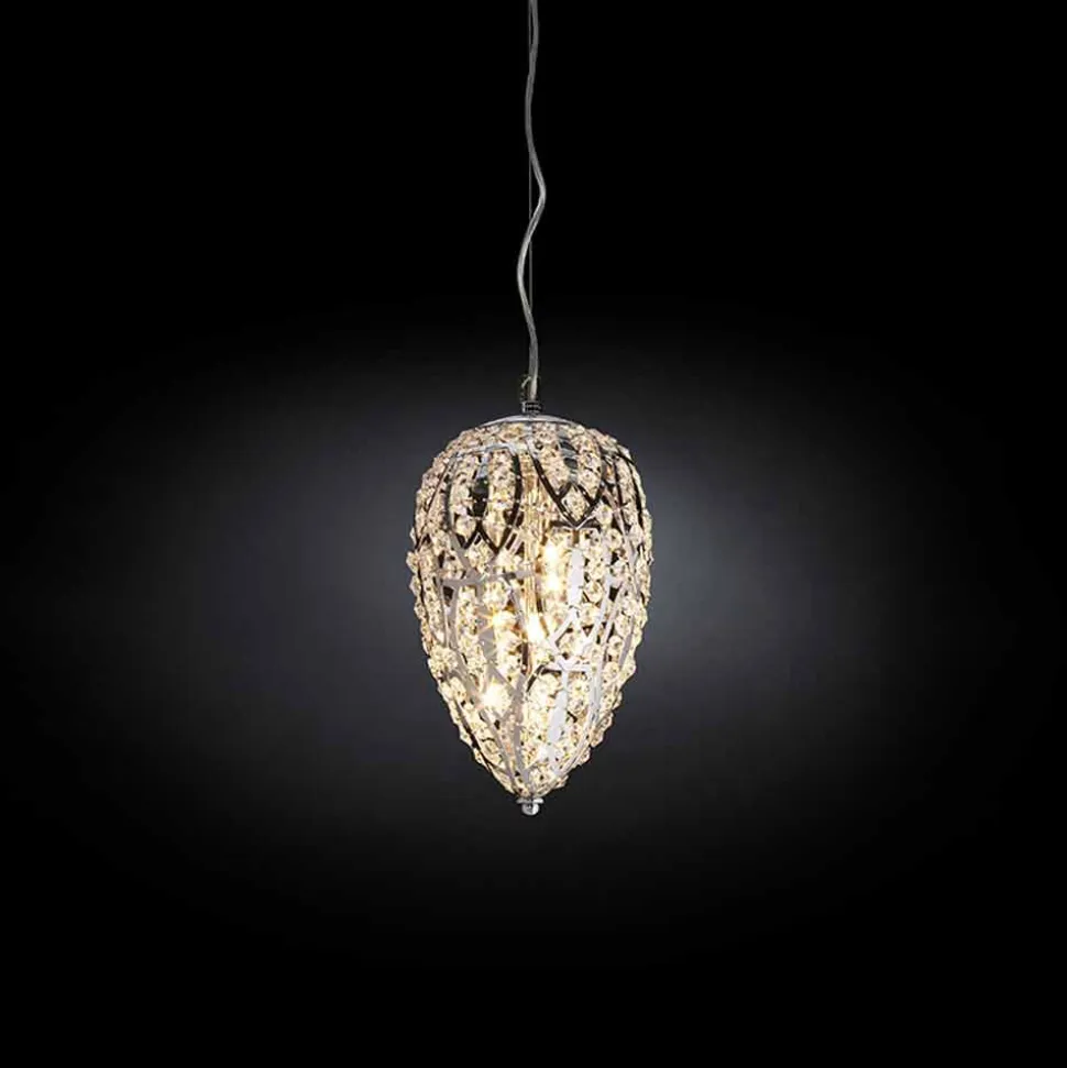 Lampada a sospensione in cristallo e acciaio a forma di uovo Egg