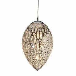 Lampada a sospensione in cristallo e acciaio a forma di uovo Egg