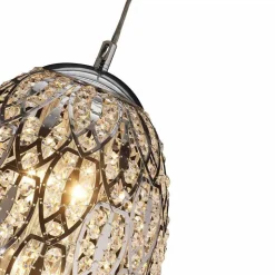 Lampada a sospensione in cristallo e acciaio a forma di uovo Egg