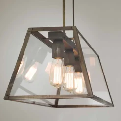 Lampada a sospensione industriale a 3 luci London Il Fanale, made in Italy