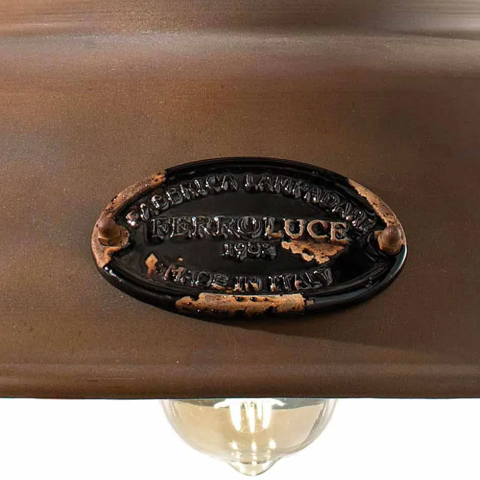 Lampada a sospensione in ferro corten e ceramica Lois Ferroluce