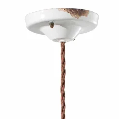 Lampada a sospensione in ferro anticato e ceramica Teresa Ferroluce
