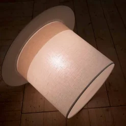 Lampada a Sospensione in Lino Bianco Design a Cilindro, Made in Italy - Magia