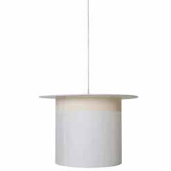 Lampada a Sospensione in Lino Bianco Design a Cilindro, Made in Italy - Magia