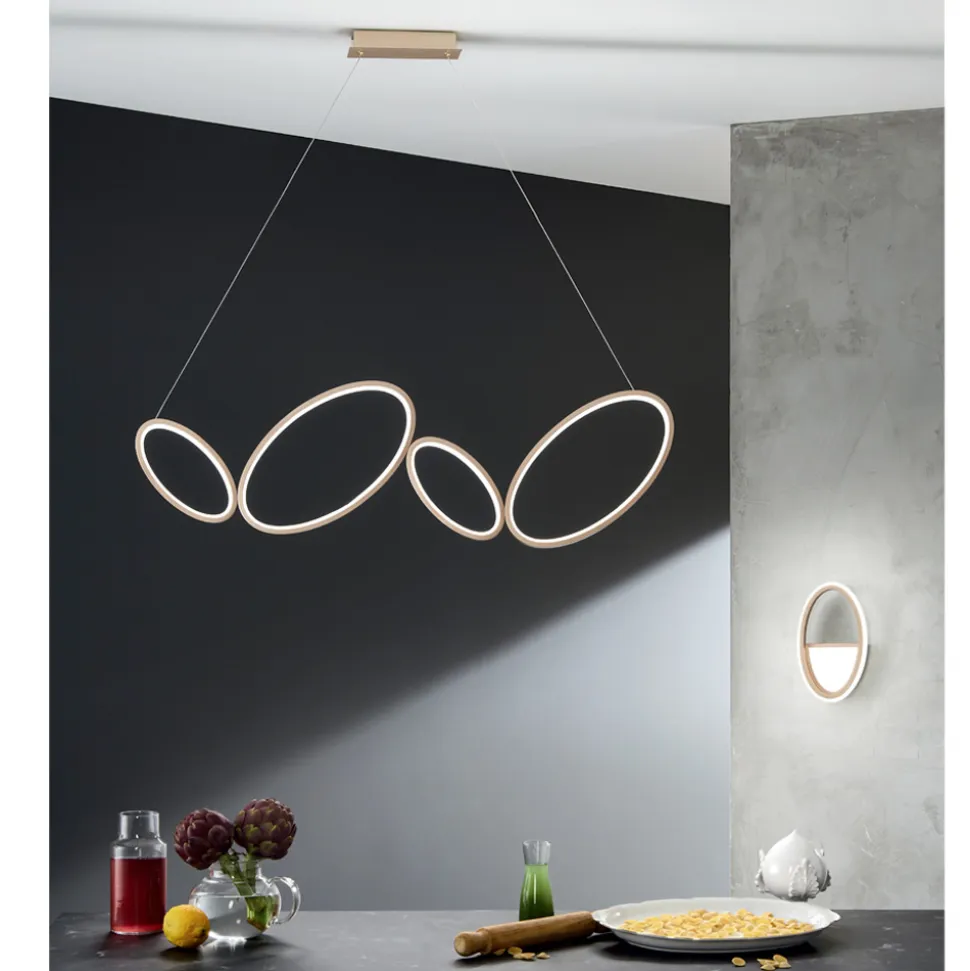 Lampada a Sospensione in Metallo Finitura Oro con LED Dimmerabile - Raiss
