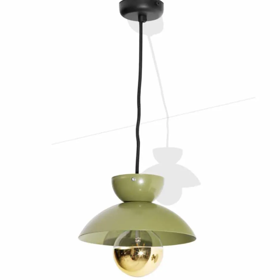 Lampada a Sospensione in Metallo con Dettaglio Oro Moderna Made in Italy - Valta