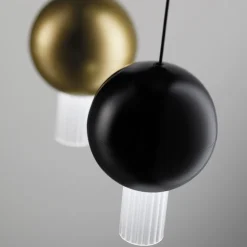Lampada a Sospensione in Metallo con Cilindri in Vetro Canneté - Oris