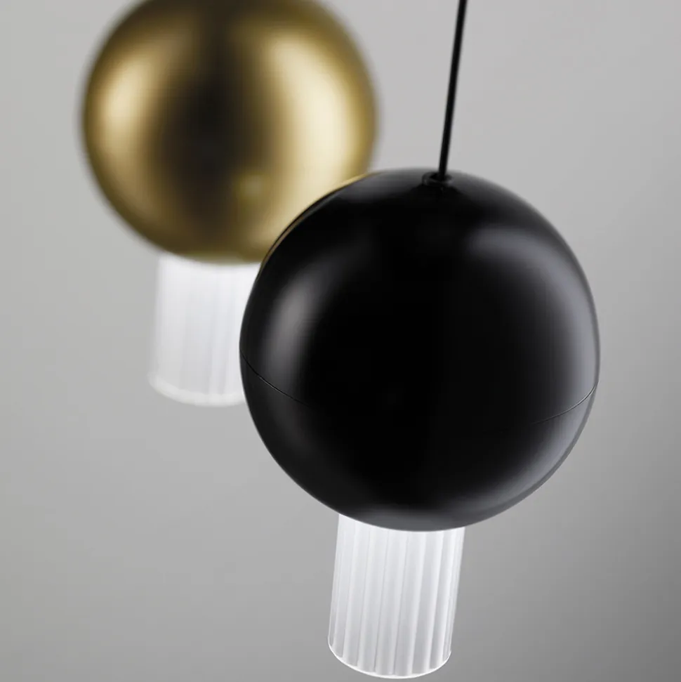 Lampada a Sospensione in Metallo con Cilindri in Vetro Canneté - Oris