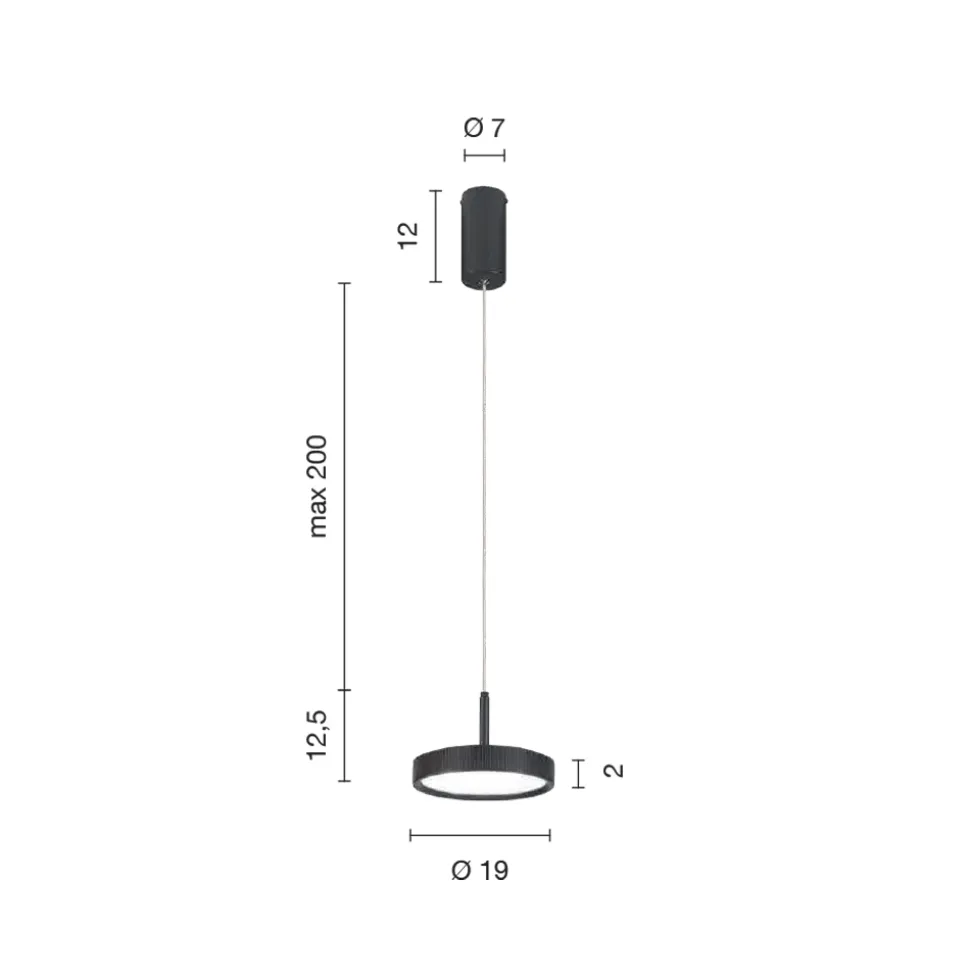 Lampada a Sospensione in Metallo Verniciato Color Nero e Luce LED - Carpino