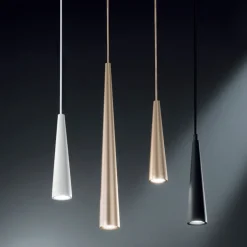 Lampada a Sospensione in Metallo Bianco, Nero o Oro 2 Misure - Girotondo