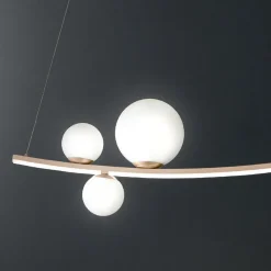 Lampada a Sospensione in Metallo Verniciato e Vetro Soffiato - Pernice