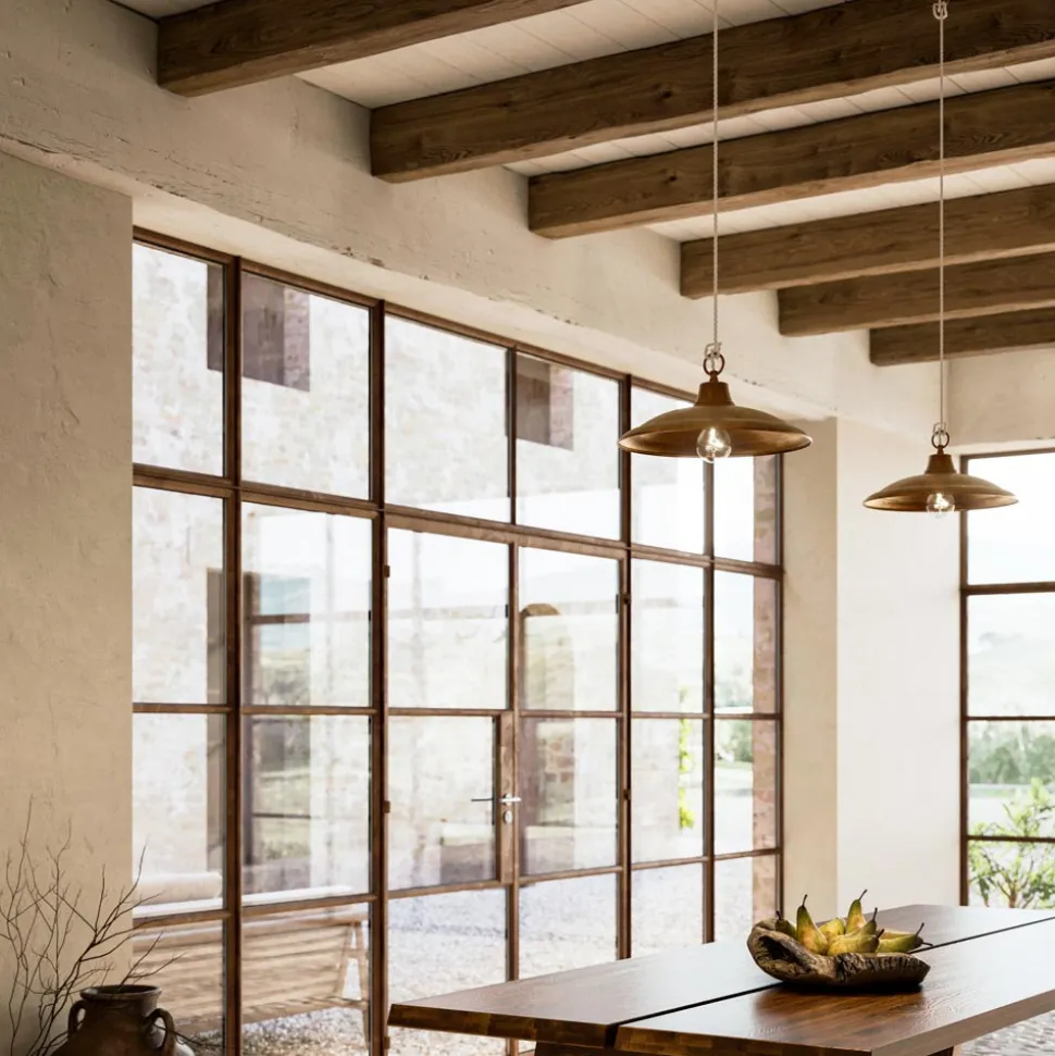 Lampada a Sospensione in Ottone e Rame Made in Italy - Chiocciola