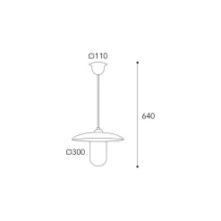 Lampada a Sospensione in Ottone, Vetro e IP44 Made in Italy - Drago