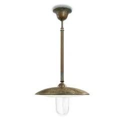Lampada a Sospensione in Ottone, Vetro e IP44 Made in Italy - Drago