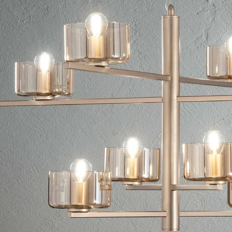 Lampada a Sospensione in Vetro Soffiato con Struttura in Metallo - Angelico