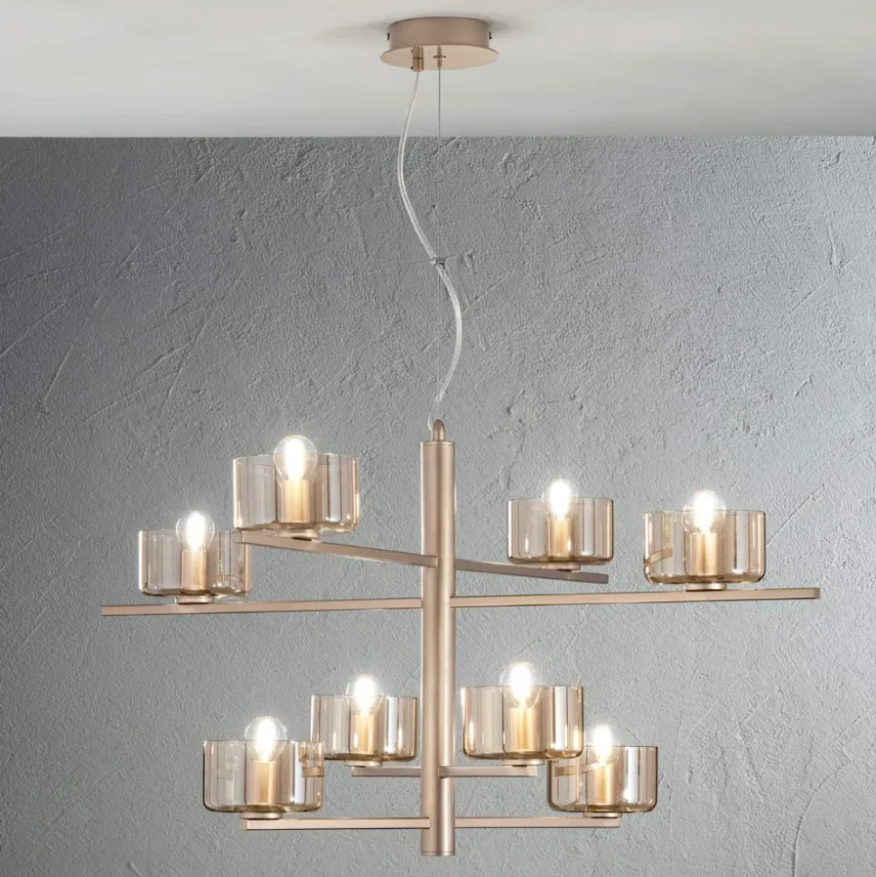 Lampada a Sospensione in Vetro Soffiato con Struttura in Metallo - Angelico