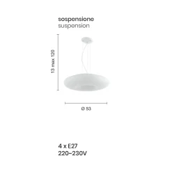 Lampada a Sospensione in Vetro Bianco Soffiato e Metallo Cromato - Ariana