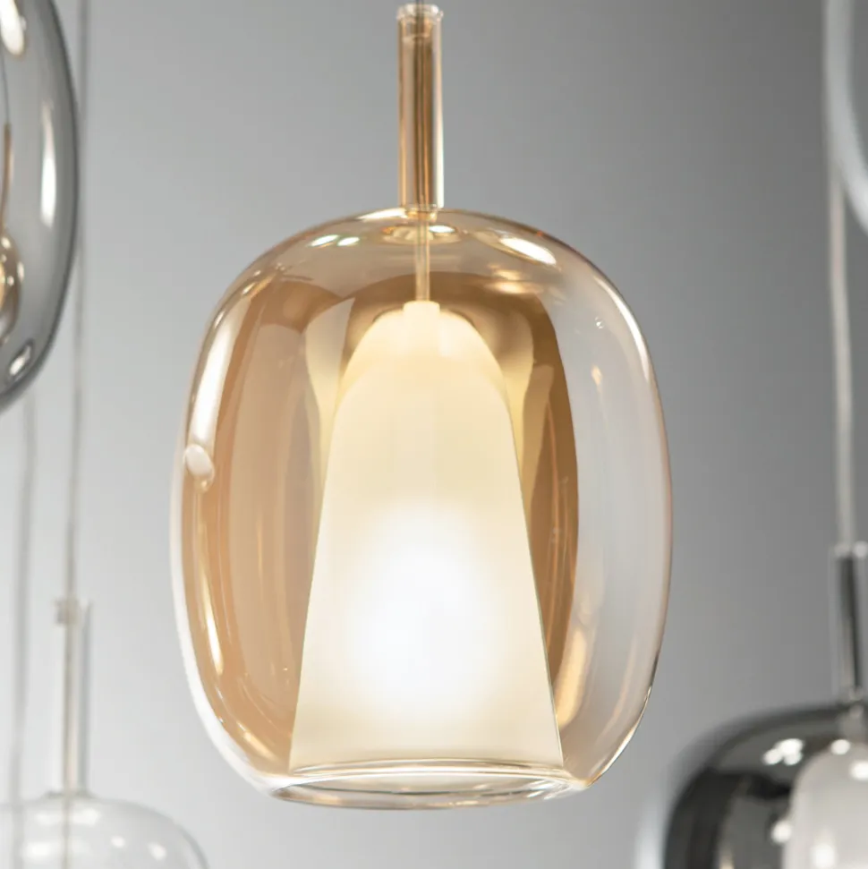 Lampada a Sospensione in Vetro Satinato e Colorato Made in Italy - Trilly
