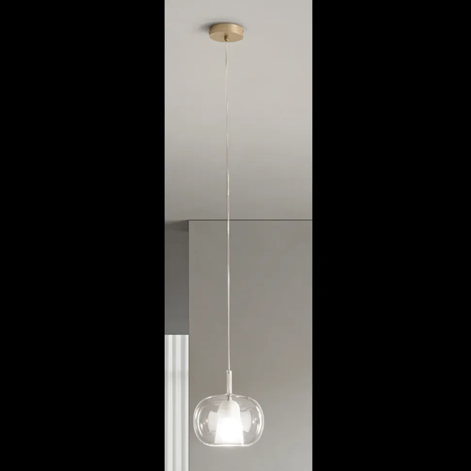 Lampada a Sospensione in Vetro Soffiato a Doppio Strato Made in Italy - Trilly