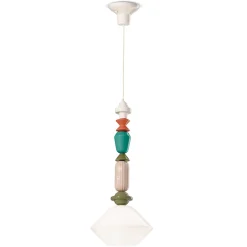 Lampada a Sospensione in Vetro e Ceramica Colorata Made in Italy - Lariat