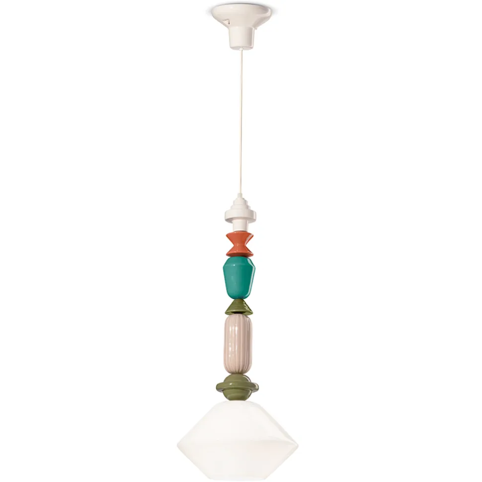 Lampada a Sospensione in Vetro e Ceramica Colorata Made in Italy - Lariat