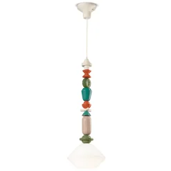 Lampada a Sospensione in Vetro e Ceramica Colorata Made in Italy - Lariat