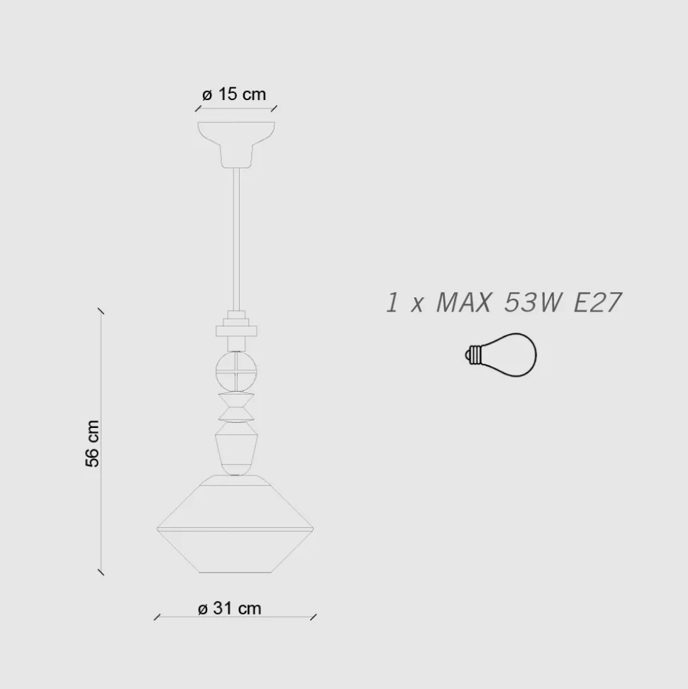 Lampada a Sospensione in Vetro e Ceramica Colorata Made in Italy - Lariat