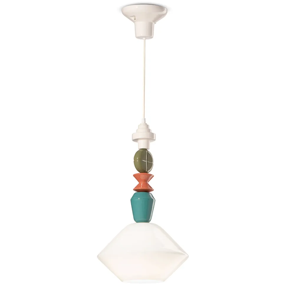 Lampada a Sospensione in Vetro e Ceramica Colorata Made in Italy - Lariat