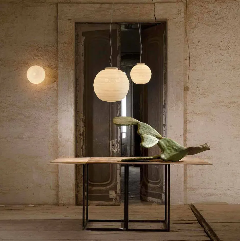 Lampada a Sospensione in Vetro Satinato Bianco in 2 Dimensioni di Design - Morse