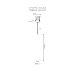 Lampada a Sospensione Led da Incasso in Alluminio Bianco o Nero - Rebolla