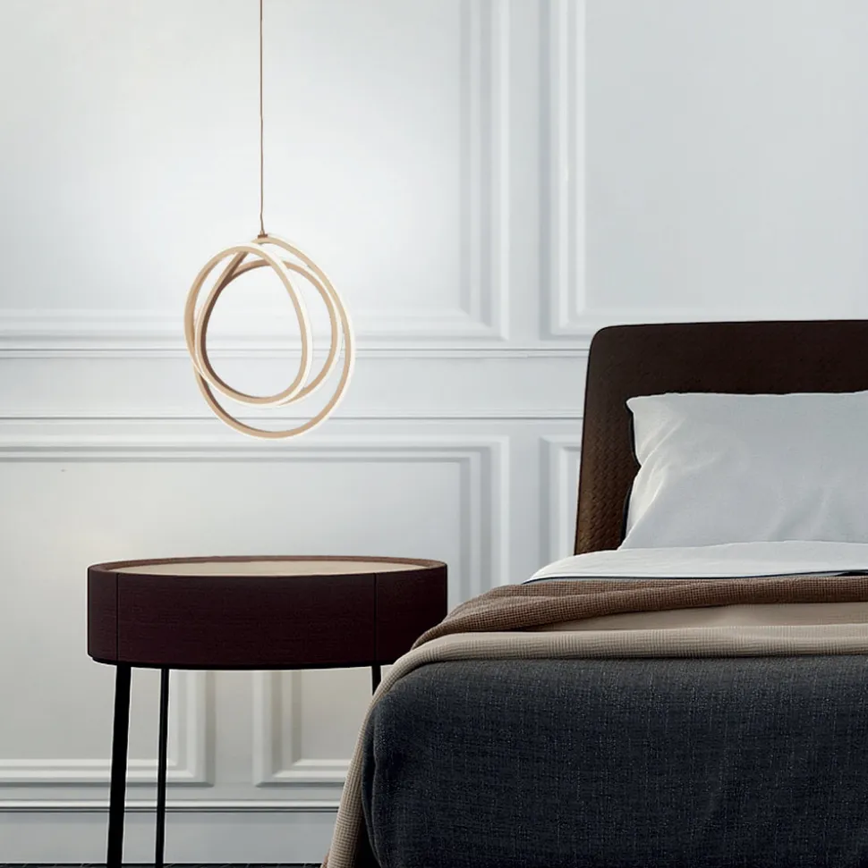 Lampada a Sospensione LED Grande o Piccola in Metallo Oro di Design - Point