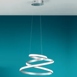 Lampada a Sospensione LED in Metallo Verniciato Bianco o Silver - Rivolta