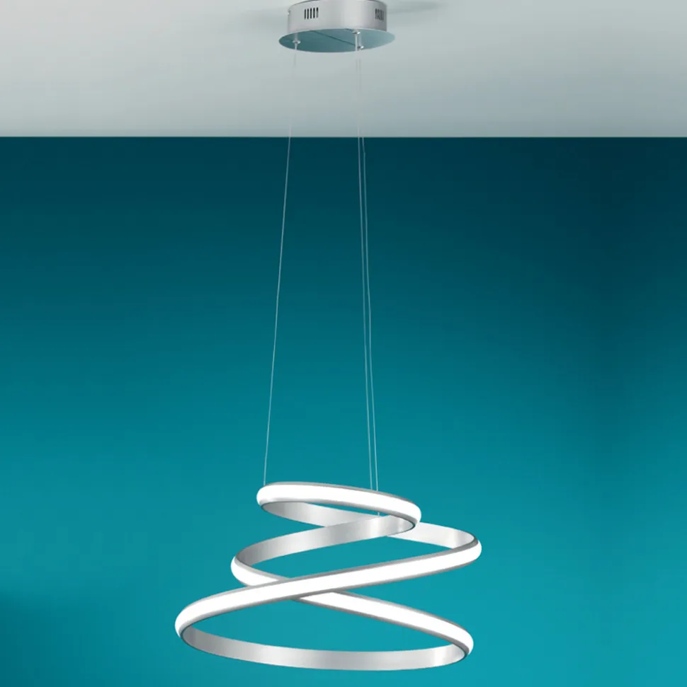 Lampada a Sospensione LED in Metallo Verniciato Bianco o Silver - Rivolta