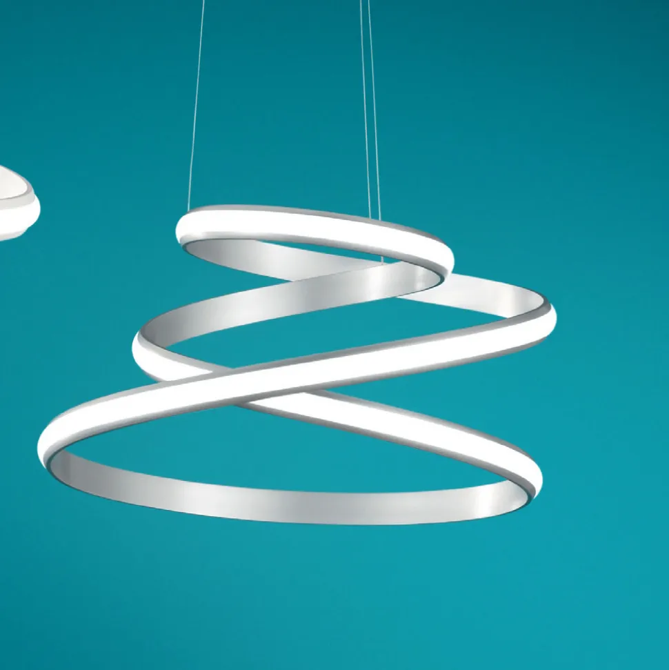 Lampada a Sospensione LED in Metallo Verniciato Bianco o Silver - Rivolta