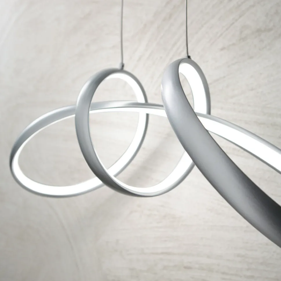 Lampada a Sospensione Led in Metallo Argento, 2 Misure Design Moderno - Lumino