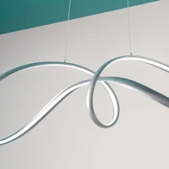 Lampada a Sospensione Led in Metallo Argento, 2 Misure Design Moderno - Lumino