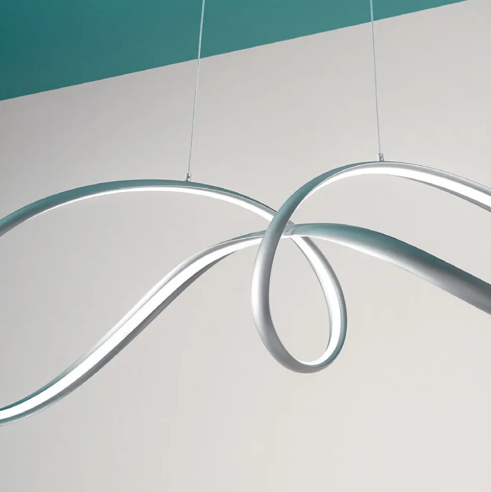 Lampada a Sospensione Led in Metallo Argento, 2 Misure Design Moderno - Lumino