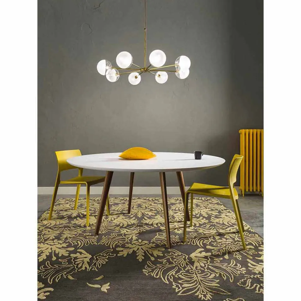 Lampada a Sospensione 8 Luci in Ottone Naturale e Vetro - Molecola by Il Fanale