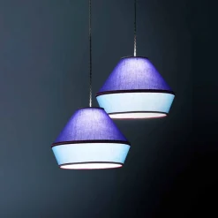Lampada a Sospensione Moderna con Paralume in Cotone Blu Made in Italy - Soya
