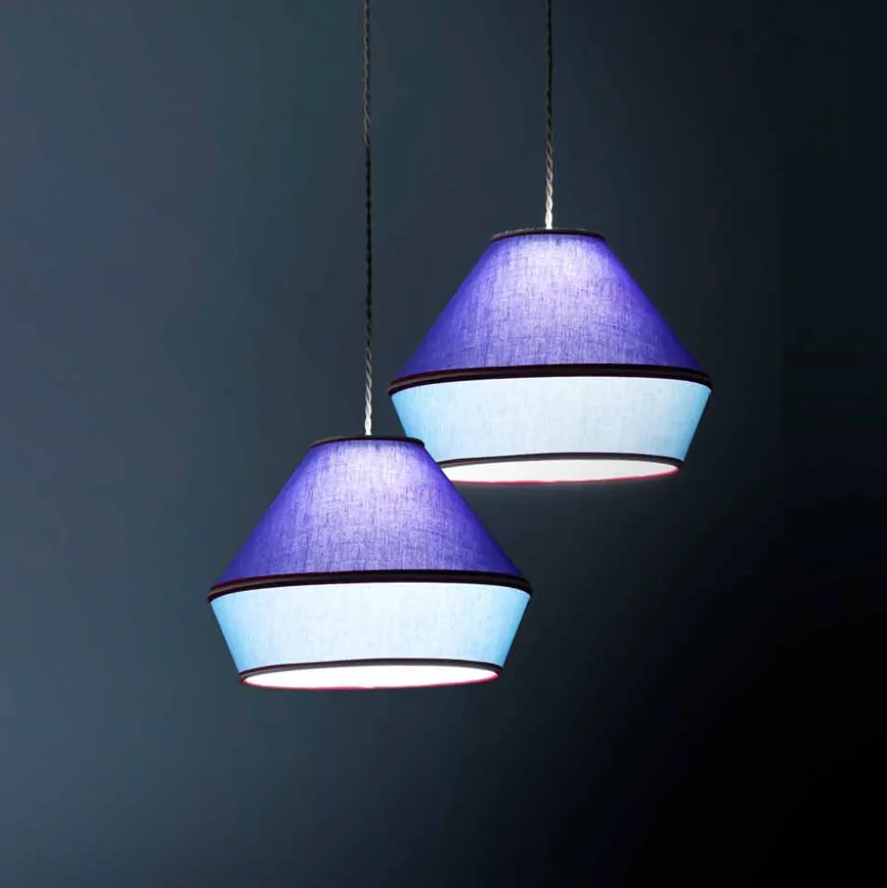 Lampada a Sospensione Moderna con Paralume in Cotone Blu Made in Italy - Soya